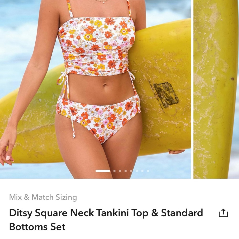 Cupshe Floral Bikini Set - Orange and White